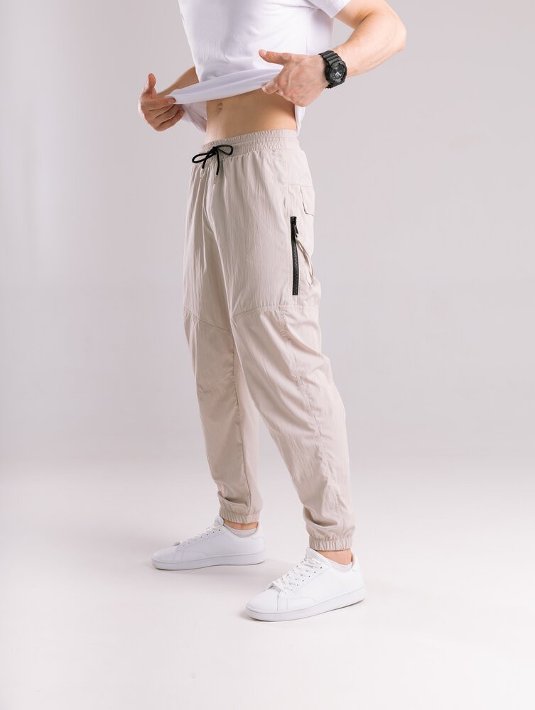 Бежеві чоловічі джогери. Джогери плащівка спорт чоловічі Pobedov Yoxo. Штани джогери з кишенями, укр, укр