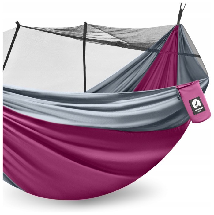 Туристический гамак Mountain Goat 300 x 200 см с москитной сеткой, двухместный, подвесной Pink/Grey (P-5905973408080)