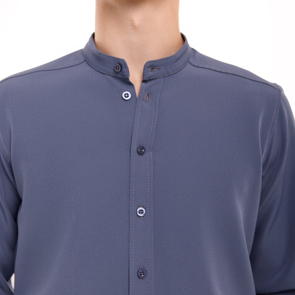 Антрацит темно-сіра сорочка для чоловіків з довгим рукавом з ґудзиками Pobedov Legend, укр, укр