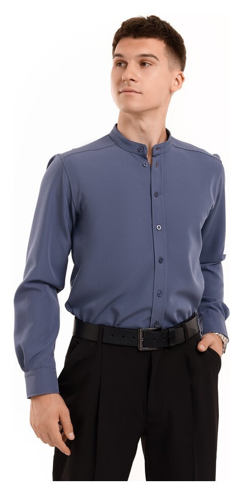 Антрацит темно-сіра сорочка для чоловіків з довгим рукавом з ґудзиками Pobedov Legend, укр, укр