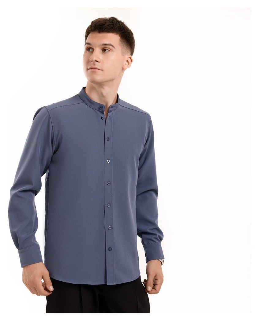 Антрацит темно-сіра сорочка для чоловіків з довгим рукавом з ґудзиками Pobedov Legend, укр, укр