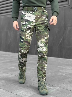 Штани карго чоловічі весняні з кишенями мультикам Pobedov Static