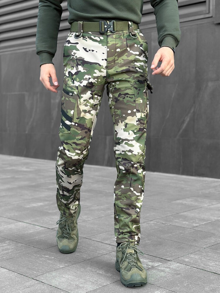 Штани карго чоловічі весняні з кишенями мультикам Pobedov Static, укр, укр