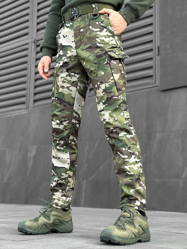 Штани карго чоловічі весняні з кишенями мультикам Pobedov Static