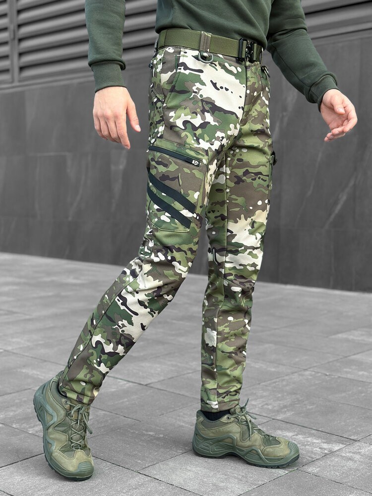Штани карго чоловічі весняні з кишенями мультикам Pobedov Static, укр, укр