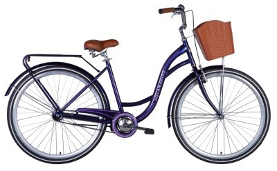 Велосипед ST 28" Dorozhnik AQUAMARINE тормозная рама- с багажником задн St с корзиной Pl с крылом St 2024 (темно-фиолетовый)