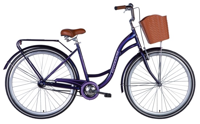 Велосипед ST 28" Dorozhnik AQUAMARINE гальмівна рама- з багажником задн St з кошиком Pl з крилом St 2024 (темно-фіолетовий), укр, укр
