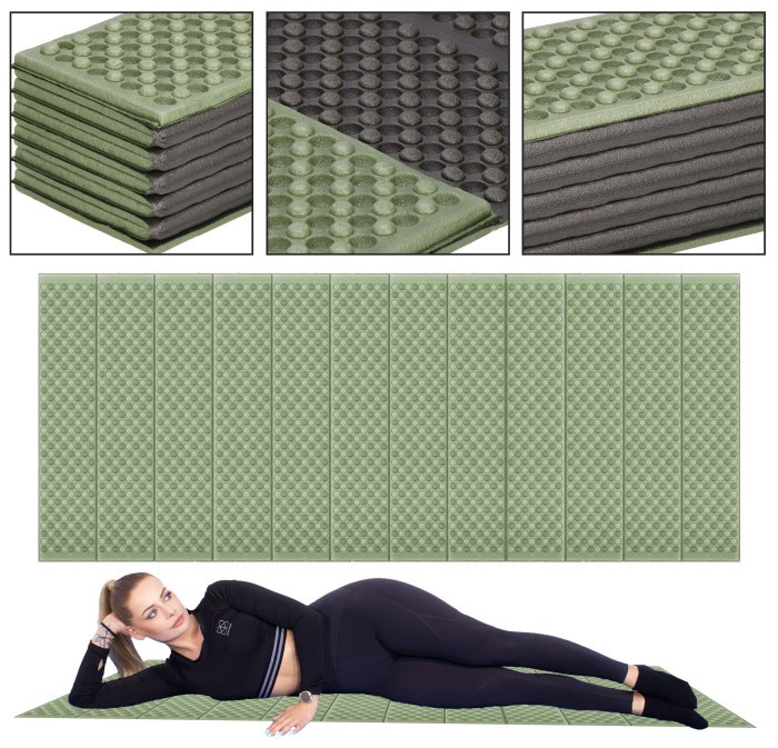 Каримат туристичний Springos XPE 182 x 60 x 0.8 cм складний PM0010 Green/Grey