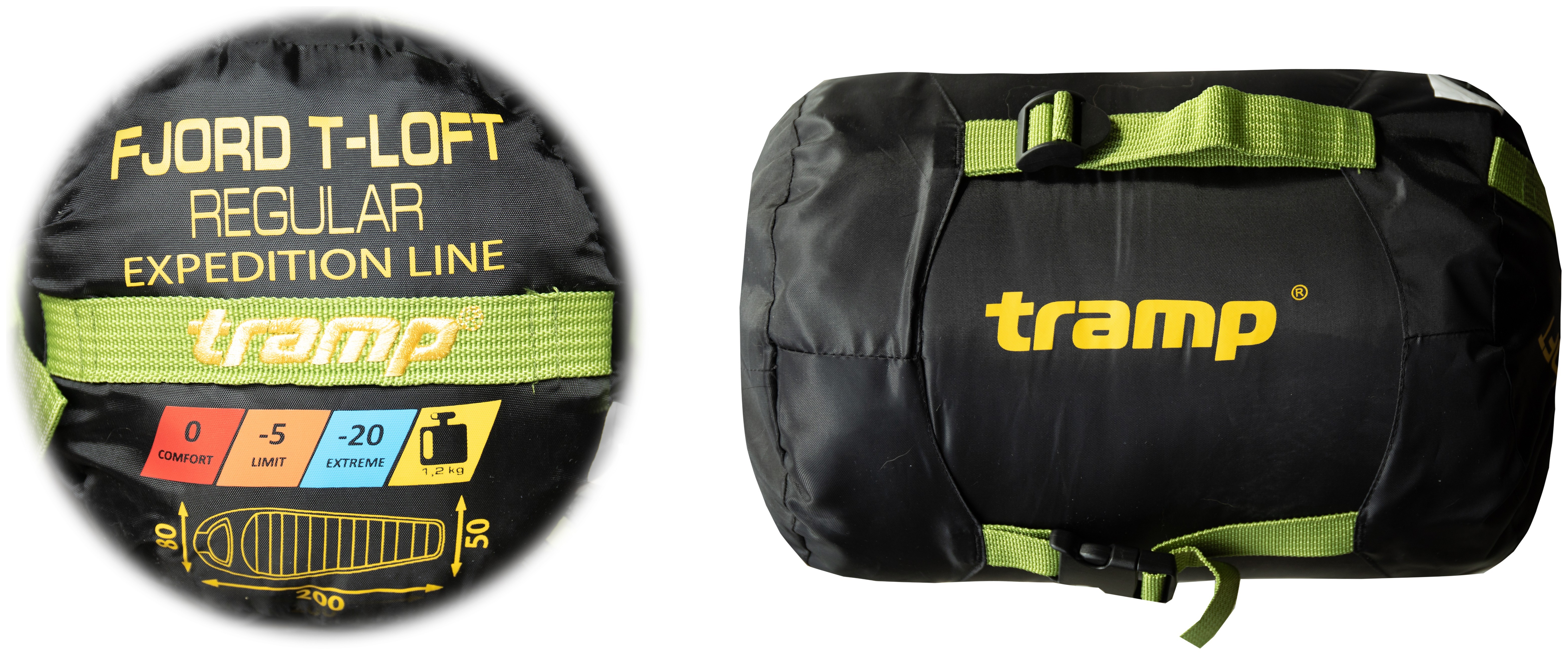 Спальний мішок Tramp Fjord Regular кокон правий green/grey 200/80-50 UTRS-094R, укр, укр