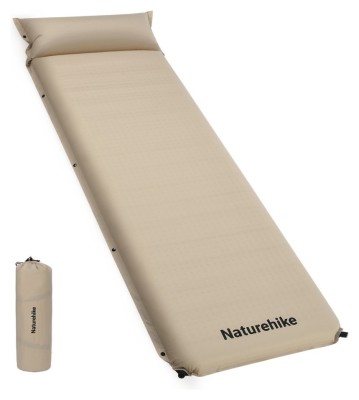 Матрац з подушкою ортопедичний одномісний  Naturehike CNK2450WS020, самонадувний, 200х63х10 см, бежевий