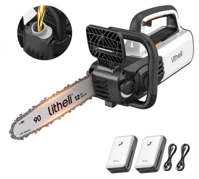 Аккумуляторная цепная пила Litheli, питание от павербанка (2 шт. УМБ Litheli Power Bank 10000 mAh, 45 W, 2А в комплекте)