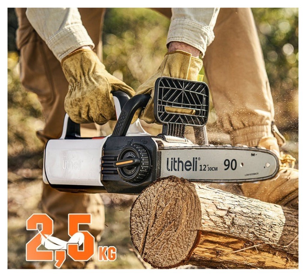 Аккумуляторная цепная пила Litheli, питание от павербанка (2 шт. УМБ Litheli Power Bank 10000 mAh, 45 W, 2А в комплекте)