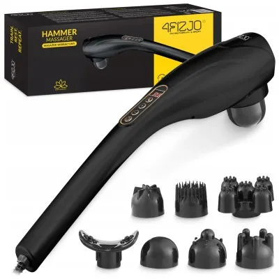 Ручной вибрационный массажер для тела 4FIZJO Long Stick 7 в 1 Black (P-5907739319142)