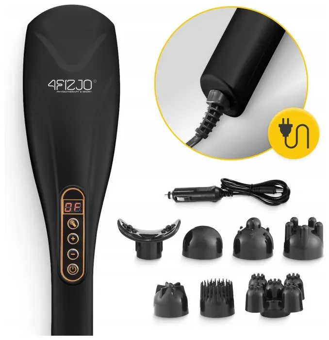Ручной вибрационный массажер для тела 4FIZJO Long Stick 7 в 1 Black (P-5907739319142)