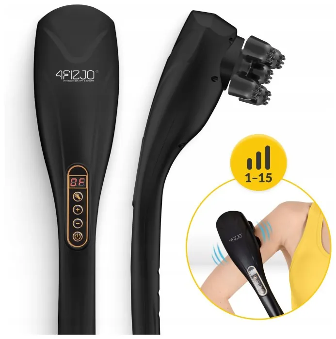 Ручной вибрационный массажер для тела 4FIZJO Long Stick 7 в 1 Black (P-5907739319142)
