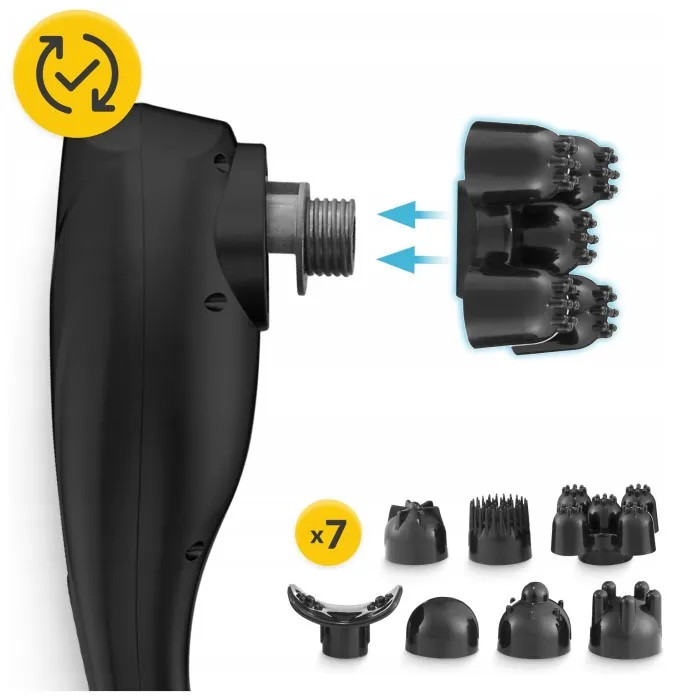 Ручной вибрационный массажер для тела 4FIZJO Long Stick 7 в 1 Black (P-5907739319142)