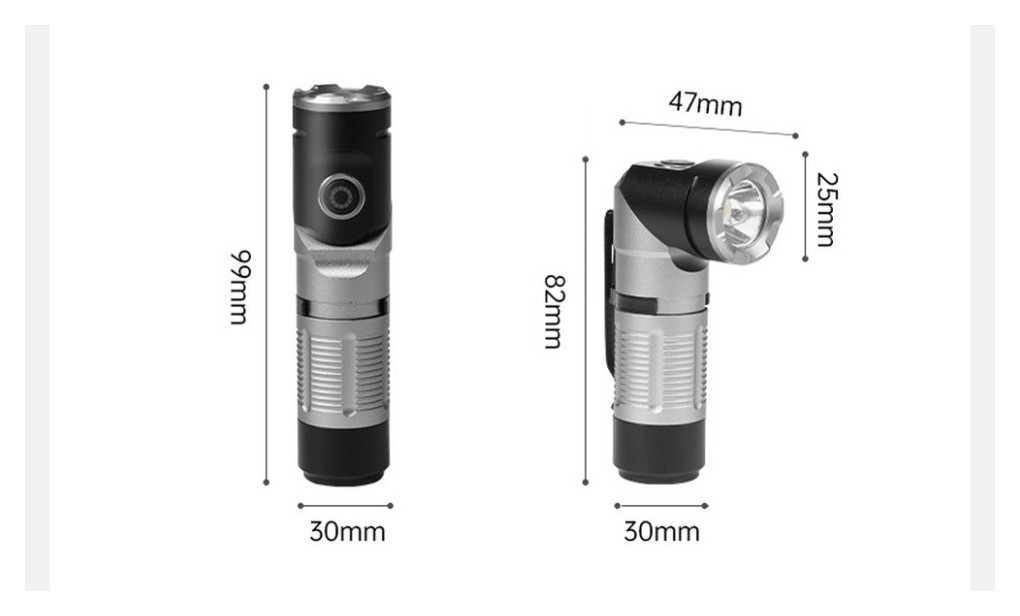 Ліхтар з кліпсою Naturehike CNK2450ZM013, чорно-сірий