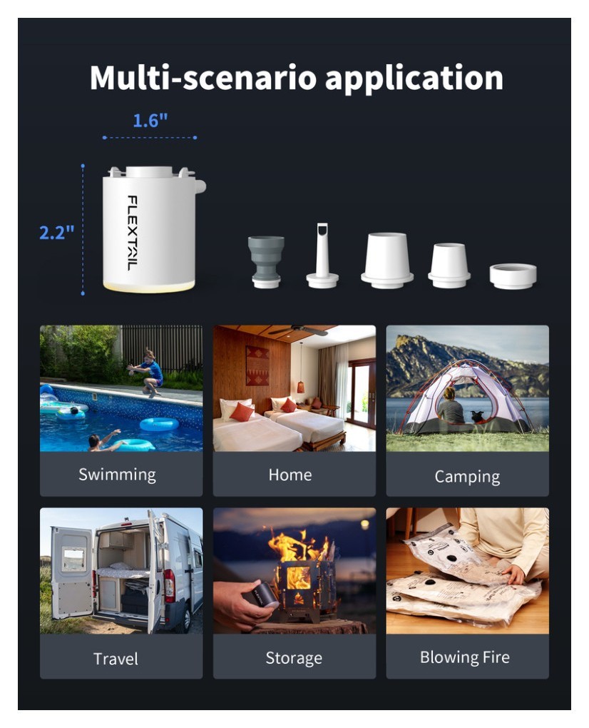 Насос-ліхтар кемпінговий Flextail Tiny Pump Х, чорний