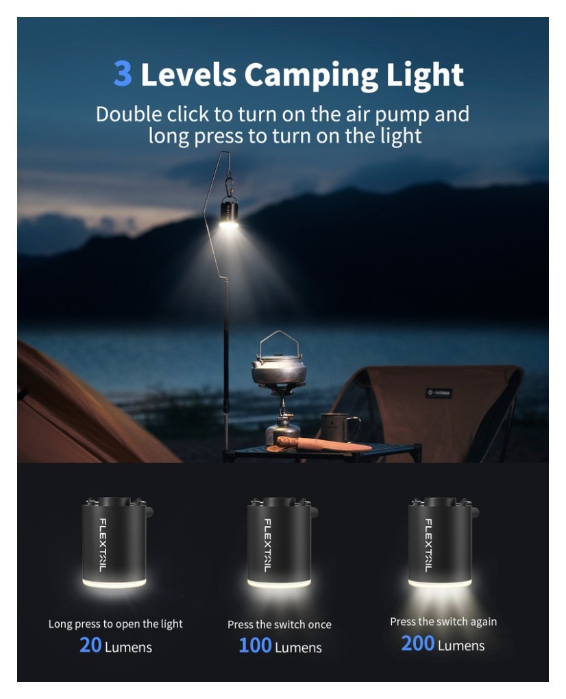 Насос-ліхтар кемпінговий Flextail Tiny Pump Х, чорний, укр, укр