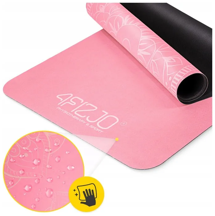 Коврик (мат) спортивный 4FIZJO замша 183 x 61 x 0.15 см для йоги и фитнеса Pink (P-5905973404419)