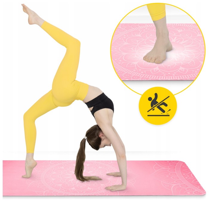 Коврик (мат) спортивный 4FIZJO замша 183 x 61 x 0.15 см для йоги и фитнеса Pink (P-5905973404419)