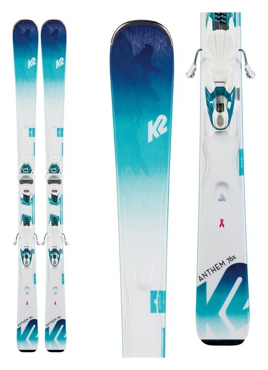 Лижі гірські комплект K2 ANTHEM 76X W+ER3 10 COMPACT QKCLK 142см White/blue (10D0406.143.1+10C1011.143.2)