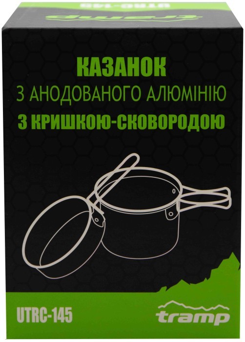Каструля-кухоль Tramp анодована з кришкою-сковорідкою 0,75+0,5л UTRC-145 (039), укр, укр