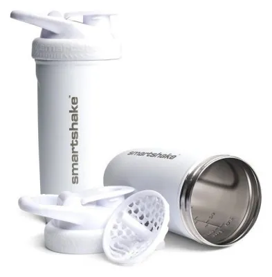 Шейкер спортивний SmartShake металевий Reforce Stainless Steel 30oz/900ml White