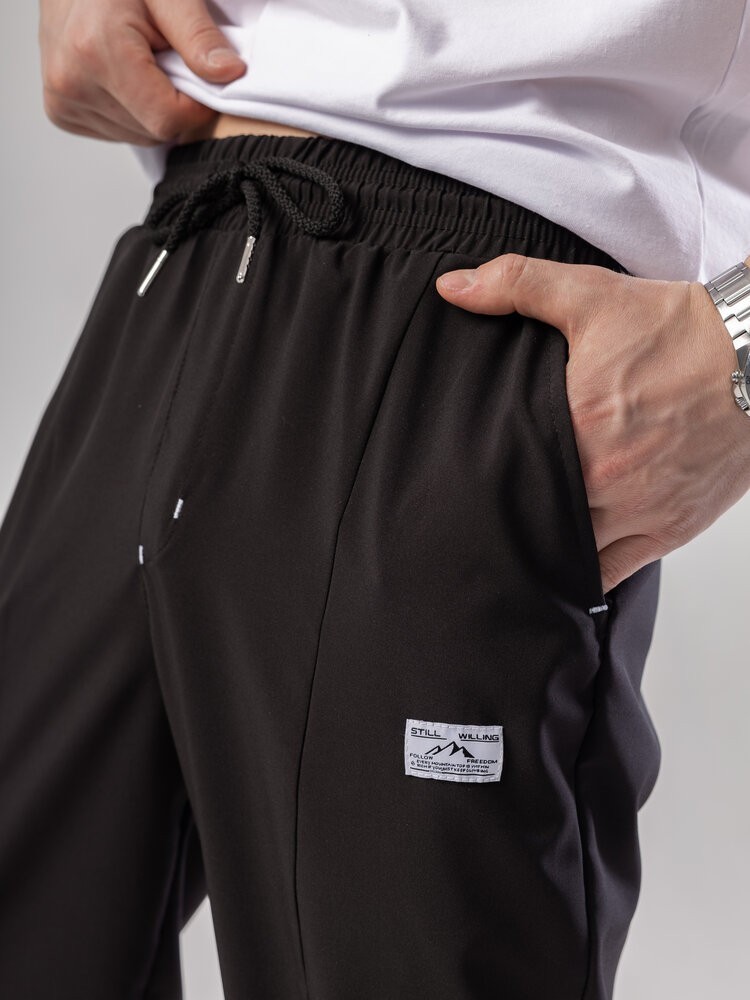 Черные джогера для мужчин. Мужские демисезонные легкие брюки джогеры Pobedov Savaya