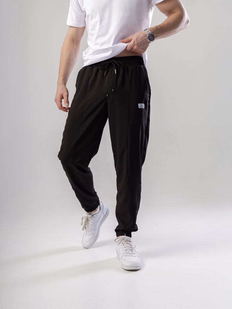 Черные джогера для мужчин. Мужские демисезонные легкие брюки джогеры Pobedov Savaya