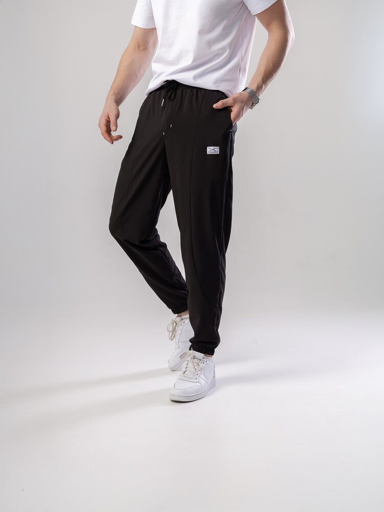 Черные джогера для мужчин. Мужские демисезонные легкие брюки джогеры Pobedov Savaya