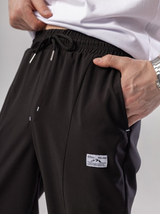 Черные джогера для мужчин. Мужские демисезонные легкие брюки джогеры Pobedov Savaya