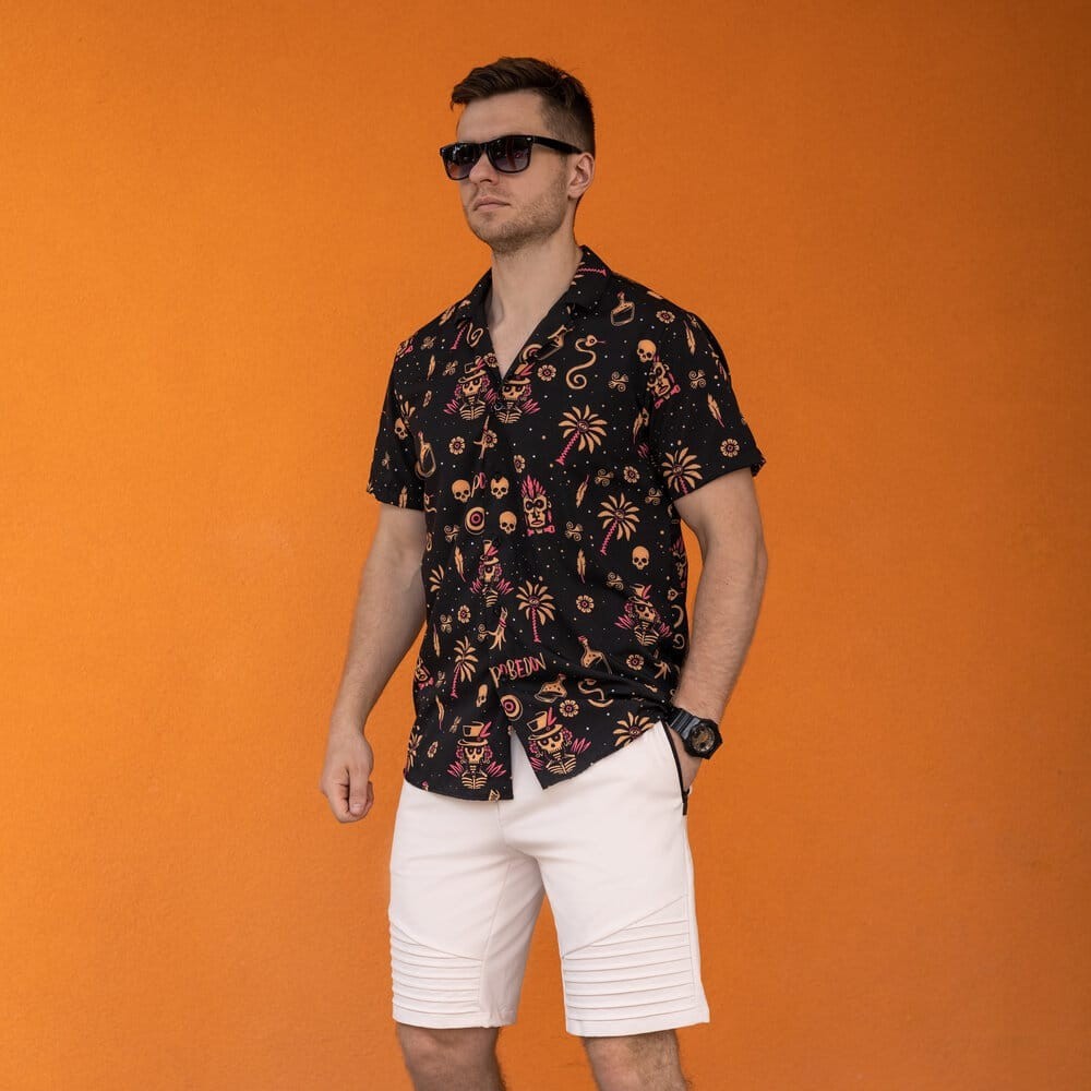 Мужская рубашка с коротким рукавом черная Pobedov Totem