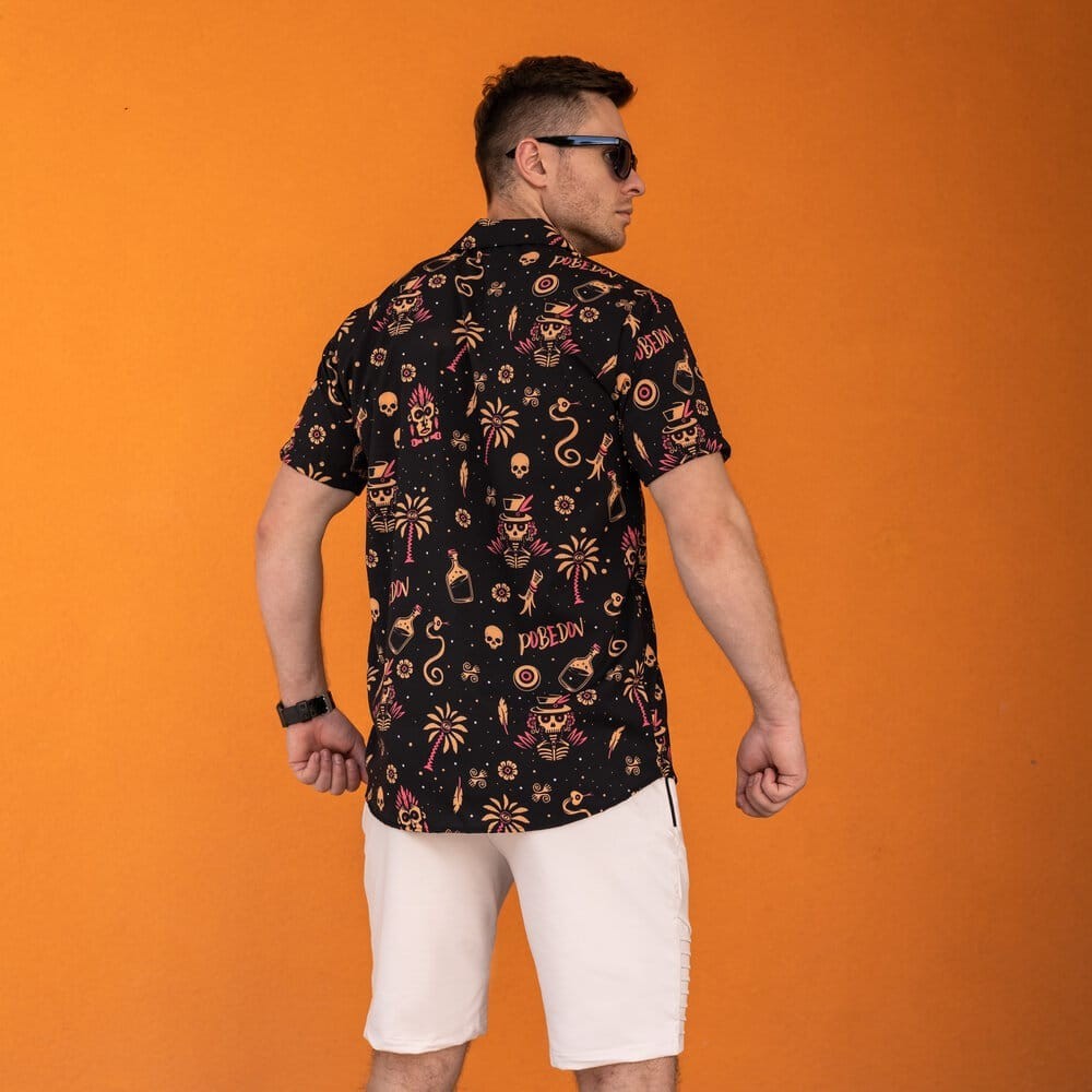 Мужская рубашка с коротким рукавом черная Pobedov Totem