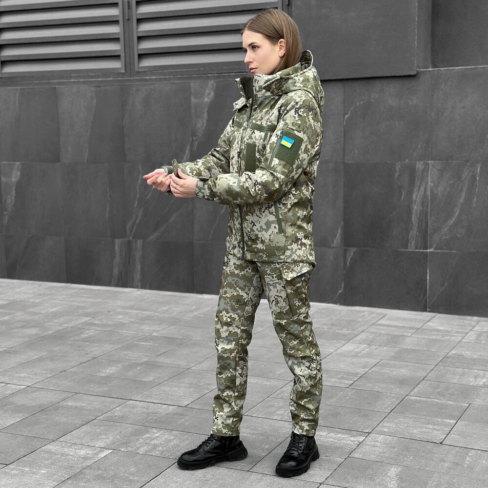 Женская зимняя пиксель куртка с капюшоном Pobedov Winter Jacket Motive ЗИМА В2 Женская