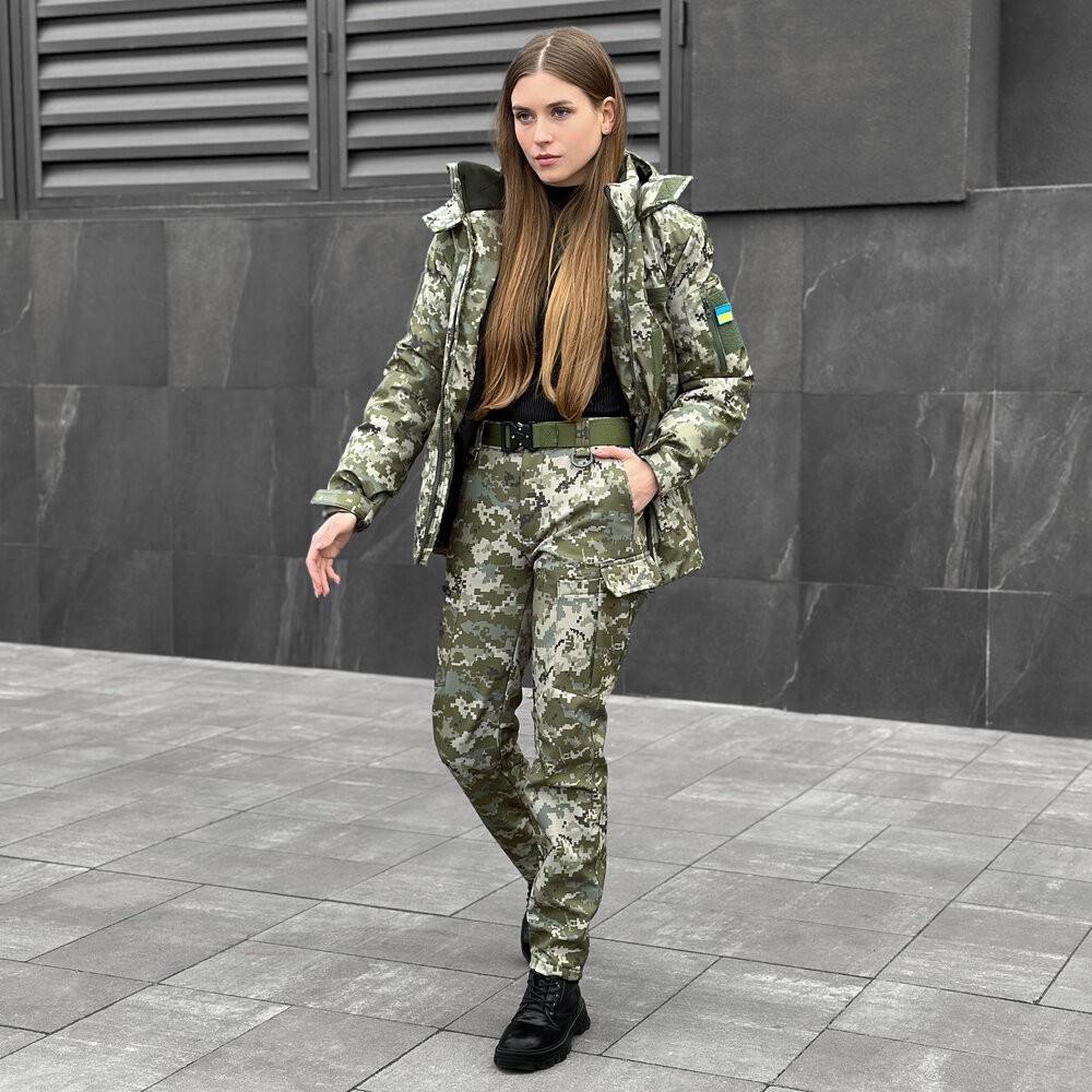 Жіноча зимова піксель куртка з капюшоном Pobedov Winter Jacket Motive ЗИМА В2 Жіноча, укр, укр