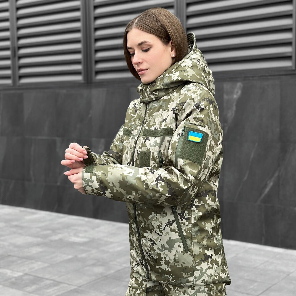Жіноча зимова піксель куртка з капюшоном Pobedov Winter Jacket Motive ЗИМА В2 Жіноча, укр, укр
