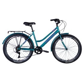 Велосипед ST 26&quot; Discovery PRESTIGE WOMAN рама- &quot; с багажником задн St с крылом St 2024 (синьо-зелений)