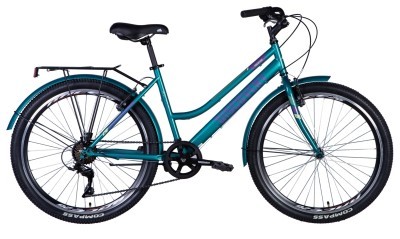 Велосипед ST 26" Discovery PRESTIGE WOMAN рама-" с багажником задн St с крылом St 2024 (сине-зеленый)