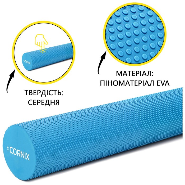 Масажний ролик Cornix EVA+ 90 x 15 см (валик, роллер) XR-0316 Blue