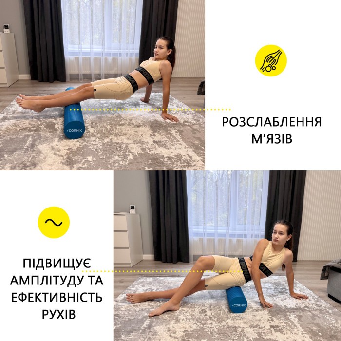 Масажний ролик Cornix EVA+ 90 x 15 см (валик, роллер) XR-0316 Blue