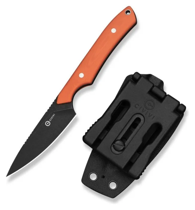 Ніж фіксований кишеньковий Civivi High Grass Field Knife (7,4 см) 14C28N / G10 помаранчевий з чохлом