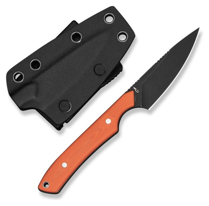 Ніж фіксований кишеньковий Civivi High Grass Field Knife (7,4 см) 14C28N / G10 помаранчевий з чохлом