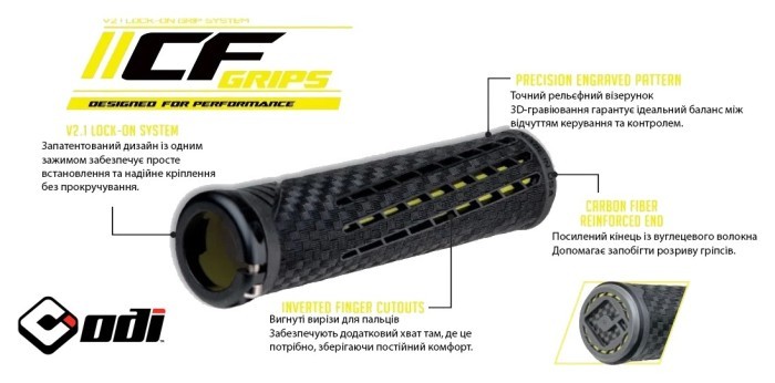 Грипси ODI CF Grip v2.1 Lock-On Black / Mint, укр, укр