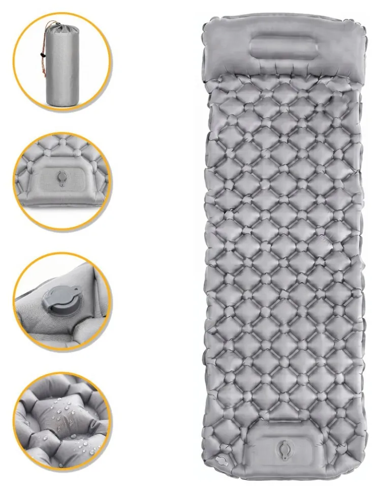 Надувний похідний килимок матрац LEOBRO Air Mat 190 x 60 см Grey (LB-1094)