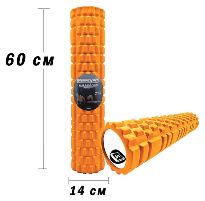 Масажний ролер EasyFit Grid Roller 60 см v.3.1 фіолетовий, укр, укр