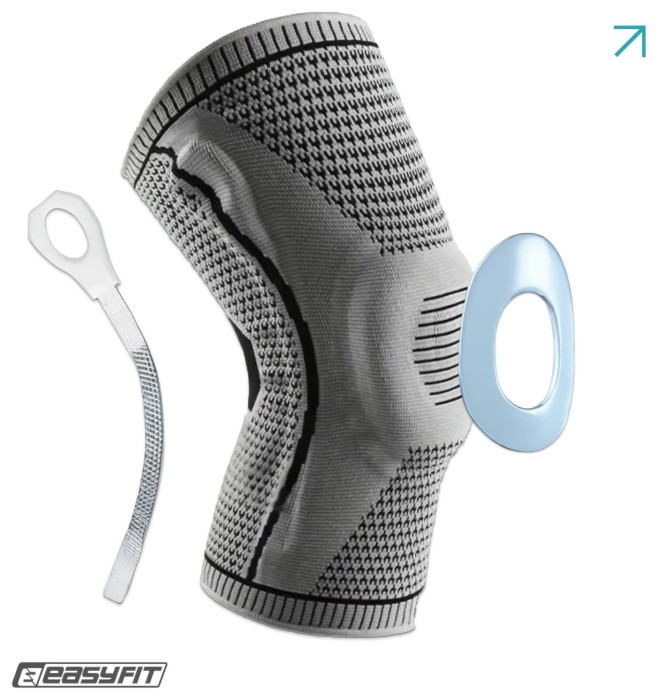 Бандаж (наколенник) ортопедический для коленного сустава с ребрами жесткости и силиконовой вставкой (серый). Размер S