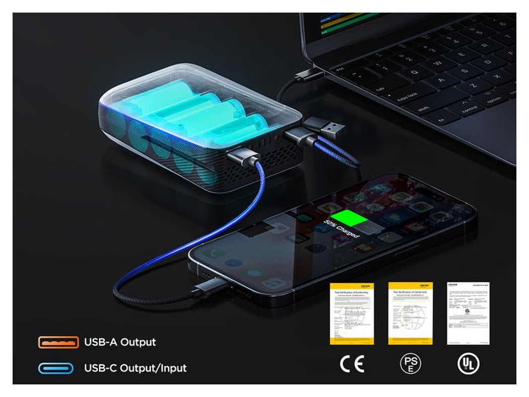 Аккумуляторная мини-пила бесщеточная, питание от павербанка (УМБ Litheli Power Bank 10000 mAh, 45 W, 2А в комплекте)