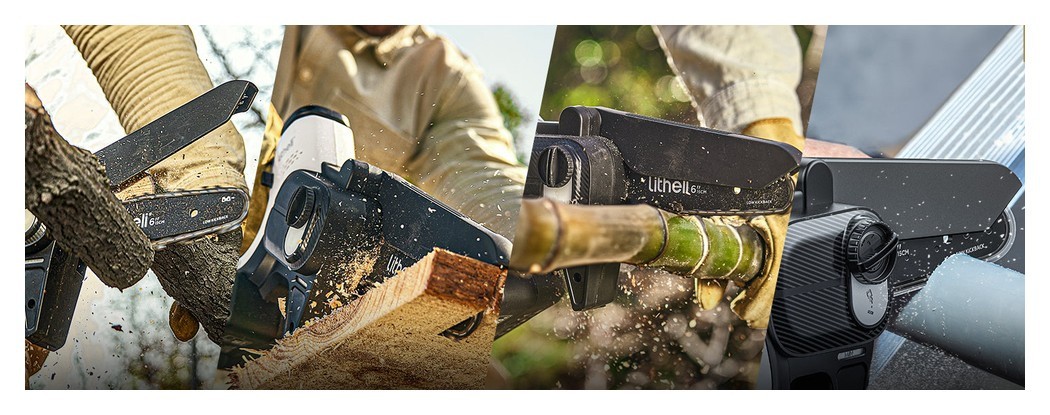 Аккумуляторная мини-пила бесщеточная, питание от павербанка (УМБ Litheli Power Bank 10000 mAh, 45 W, 2А в комплекте)