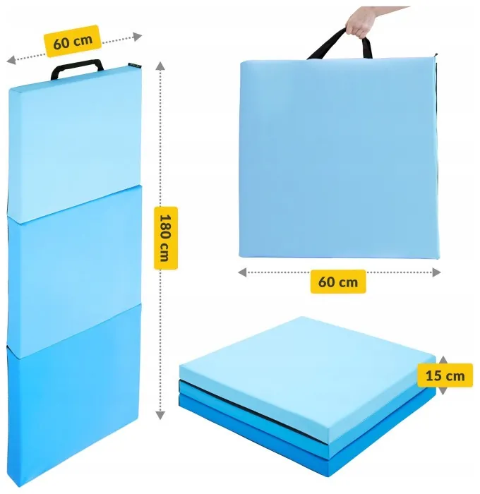 Мат гімнастичний складний 4FIZJO 180 x 60 x 5 см Blue/Sky Blue (P-5907739319685)